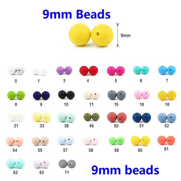 BOBO.BOX 9mm 50pcs Silicone Beads Pearl Silicone Food Grade Teething Beads DIY BPA Free Jewelry Baby Teether Toy Pacifier Chain