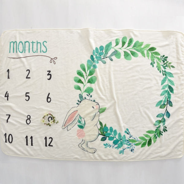 Baby Milestone Blanket Newborns growth memorial Stuff Cartoon Print Photography Monthly Background Cloth Babies gifts souvenirs