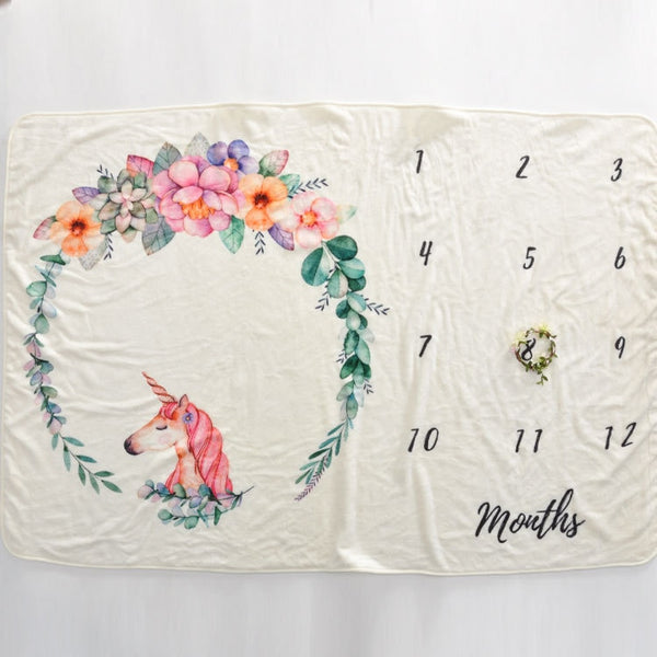 Baby Milestone Blanket Newborns growth memorial Stuff Cartoon Print Photography Monthly Background Cloth Babies gifts souvenirs