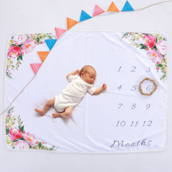 Baby Milestone Blanket Newborns growth memorial Stuff Cartoon Print Photography Monthly Background Cloth Babies gifts souvenirs