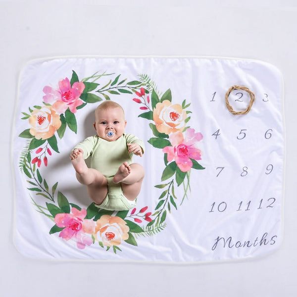 Baby Milestone Blanket Newborns growth memorial Stuff Cartoon Print Photography Monthly Background Cloth Babies gifts souvenirs