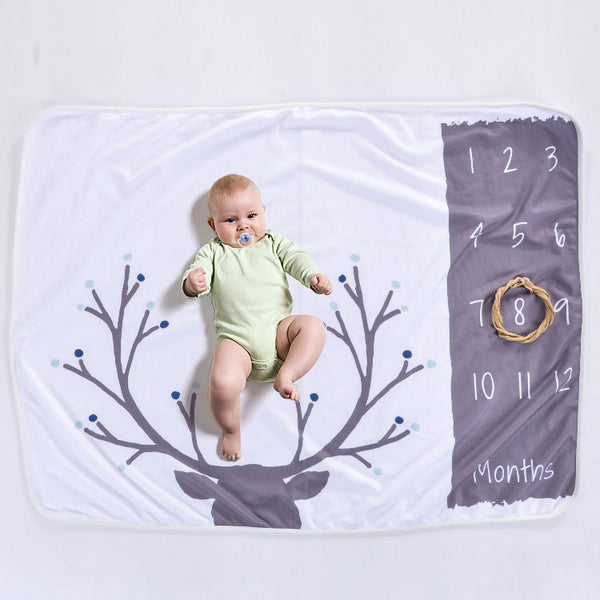 Baby Milestone Blanket Newborns growth memorial Stuff Cartoon Print Photography Monthly Background Cloth Babies gifts souvenirs