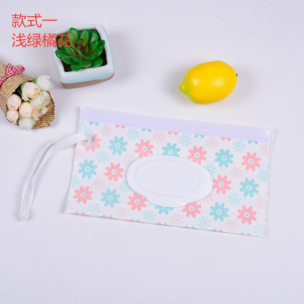Baby Care Wet Wipe Box Eco-Friendly Wet Tissue Case Cleaning Wipes Container Case Portable Wet Wipe Bag EVA Snap Strap Wipes Bag