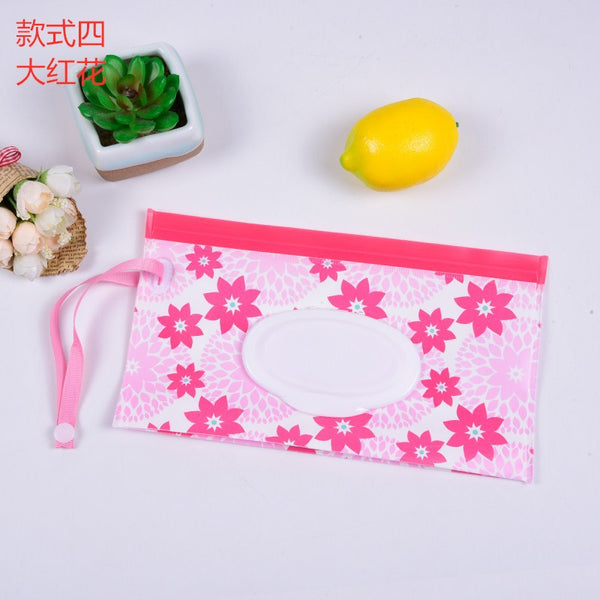 Baby Care Wet Wipe Box Eco-Friendly Wet Tissue Case Cleaning Wipes Container Case Portable Wet Wipe Bag EVA Snap Strap Wipes Bag