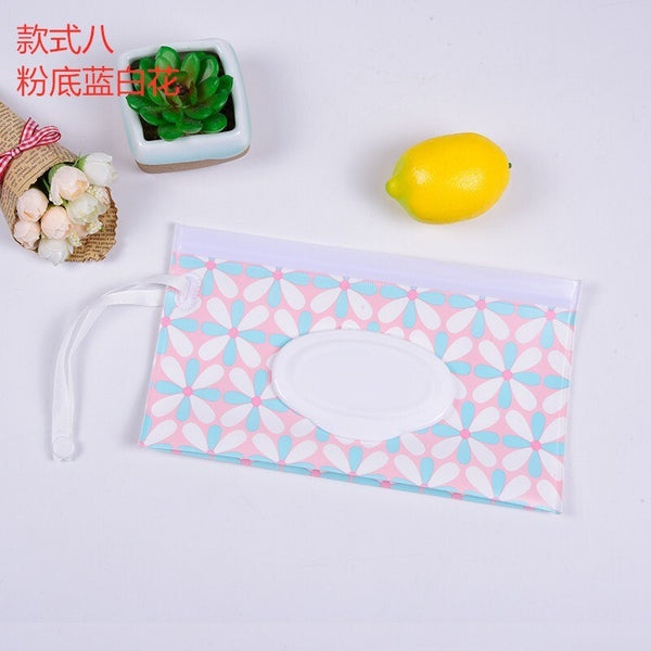 Baby Care Wet Wipe Box Eco-Friendly Wet Tissue Case Cleaning Wipes Container Case Portable Wet Wipe Bag EVA Snap Strap Wipes Bag