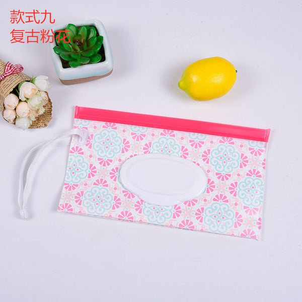 Baby Care Wet Wipe Box Eco-Friendly Wet Tissue Case Cleaning Wipes Container Case Portable Wet Wipe Bag EVA Snap Strap Wipes Bag
