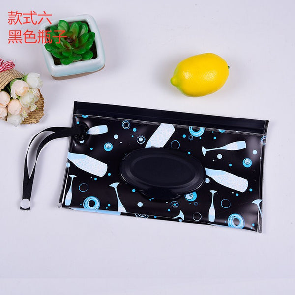 Baby Care Wet Wipe Box Eco-Friendly Wet Tissue Case Cleaning Wipes Container Case Portable Wet Wipe Bag EVA Snap Strap Wipes Bag