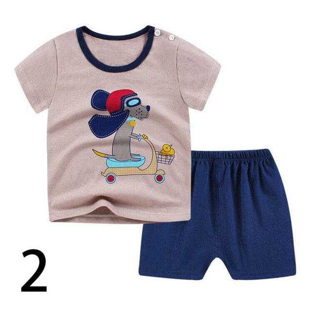 2020 Summer Boy Set Cartoon Cute Cotton Male Baby Set Toddler Boys Clothing Set Children Outfits Toddler Boy Kids Clothes TZ04