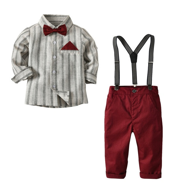 Kid Boy Clothes Set  Cool 2PCS Blue Shirt+ Jean Pant Suit Outfit Age 2T-7 Bib Overall Long Sleeve Children Clothing Autumn set