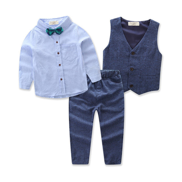 Kid Boy Clothes Set  Cool 2PCS Blue Shirt+ Jean Pant Suit Outfit Age 2T-7 Bib Overall Long Sleeve Children Clothing Autumn set