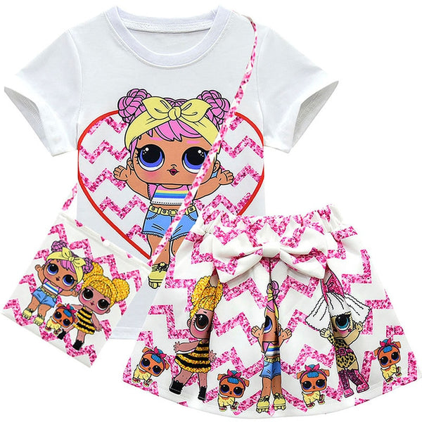 2020 Little Kids Girl Clothing Sets Summer Unicorn Baby Girls Clothes Short Sleeve T-Shirt+Pant Dress Children Lol Clothes Suits