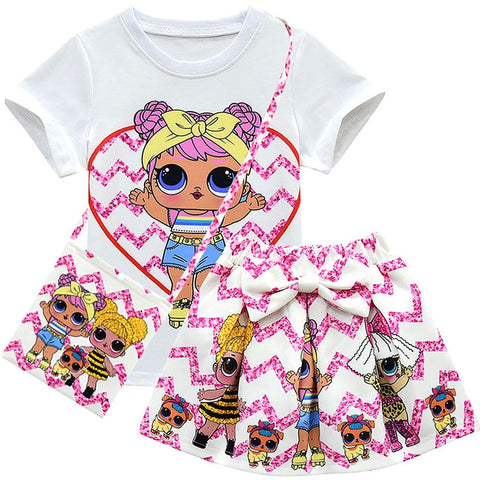 2020 Little Kids Girl Clothing Sets Summer Unicorn Baby Girls Clothes Short Sleeve T-Shirt+Pant Dress Children Lol Clothes Suits