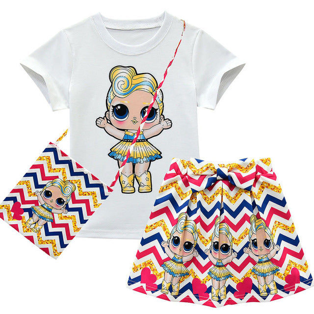 2020 Little Kids Girl Clothing Sets Summer Unicorn Baby Girls Clothes Short Sleeve T-Shirt+Pant Dress Children Lol Clothes Suits