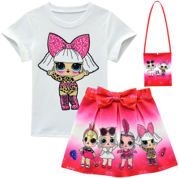 2020 Little Kids Girl Clothing Sets Summer Unicorn Baby Girls Clothes Short Sleeve T-Shirt+Pant Dress Children Lol Clothes Suits