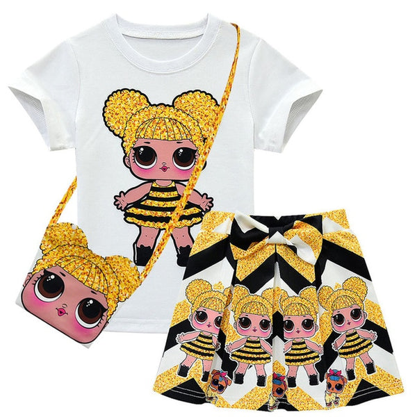 2020 Little Kids Girl Clothing Sets Summer Unicorn Baby Girls Clothes Short Sleeve T-Shirt+Pant Dress Children Lol Clothes Suits