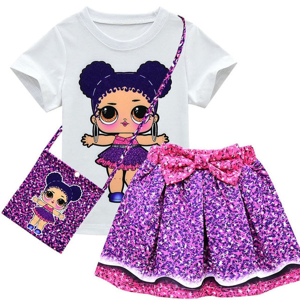 2020 Little Kids Girl Clothing Sets Summer Unicorn Baby Girls Clothes Short Sleeve T-Shirt+Pant Dress Children Lol Clothes Suits