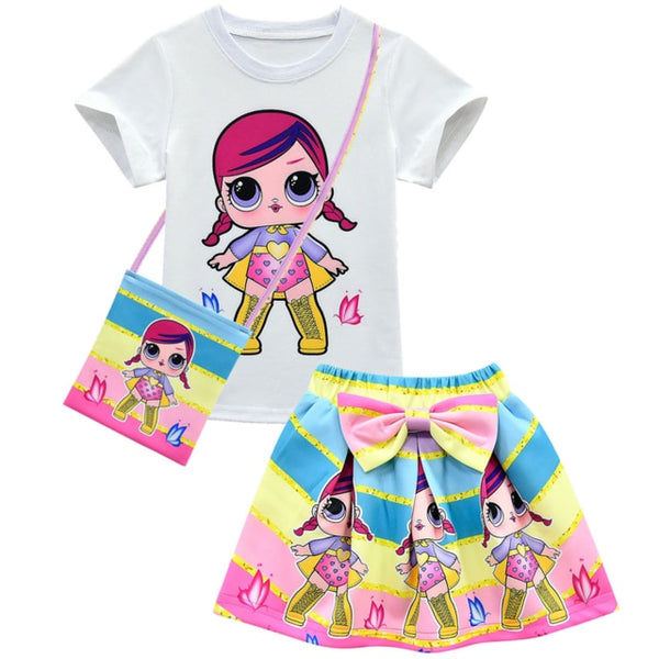 2020 Little Kids Girl Clothing Sets Summer Unicorn Baby Girls Clothes Short Sleeve T-Shirt+Pant Dress Children Lol Clothes Suits