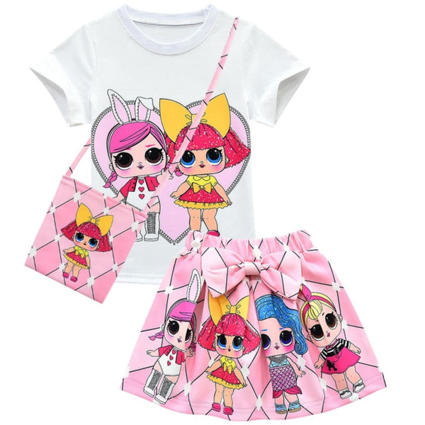 2020 Little Kids Girl Clothing Sets Summer Unicorn Baby Girls Clothes Short Sleeve T-Shirt+Pant Dress Children Lol Clothes Suits