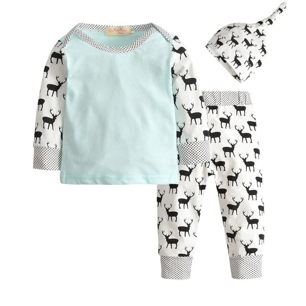 Baby Boy Clothes 2020 Autumn Baby Girl Clothing Sets Newborn Cotton Printed Long Sleeved T-shirt+pants+cap Kids 3pcs Suit