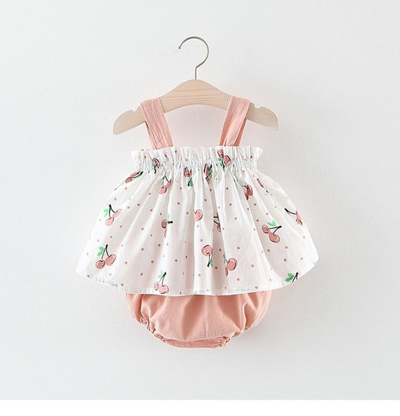 New Newborn Baby Girls Clothes Sleeveless Dress+Briefs 2PCS Outfits Set Striped Printed Cute Clothing Sets Summer Sunsuit 0-24M