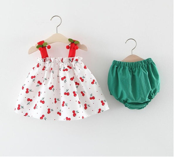 New Newborn Baby Girls Clothes Sleeveless Dress+Briefs 2PCS Outfits Set Striped Printed Cute Clothing Sets Summer Sunsuit 0-24M