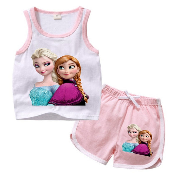 Summer children clothing sets toddler girls Elsa clothing sets top+pant 2Pcs/sets kids casual clothes boys Mickey sport suits